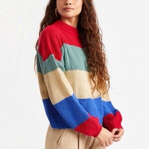 BRIXTON Madero Balloon Sleeve Block Stripe Sweater